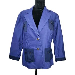 CAbi Blueberry Stretch Cotton Resort Blazer Style 900 Women's Size 12